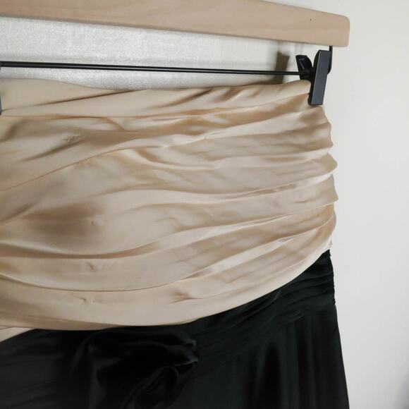 JS Collection Vintage Strapless Dress Women’s 12 Black Cream Floral Detail - Picture 3 of 7